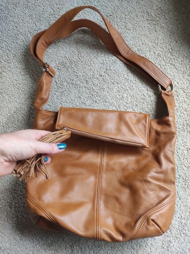 Tan leather hobo bag - tan,