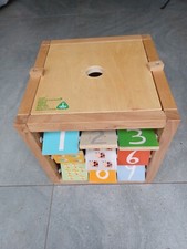 ELC Early Learning Centre Giant Wooden Activity Cube w/ Blue Faced Clock Face