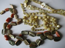 Mother of pearl & abalone necklaces x 3 vintage FOR RESRINGING