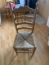 Wooden Ladder Back Dining Chair with Rush Seat – Rustic Country Style