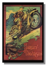 Harley Davidson 1930 VC flathead twin headlamps framed advert repro free p&p UK
