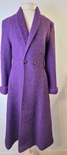 Vtg 1980s Long Purple Swing Coat Women's M Wool Frock Coat Union Made Classic