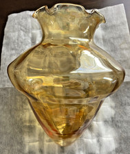 Vtg Amber Hand Blown Glass