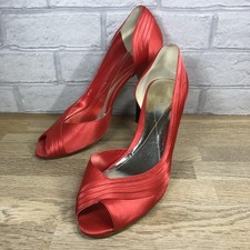Monsoon Red Satin Peep-Toe Stiletto Ladies Shoes Evening Wedding UK 7 EUR 40