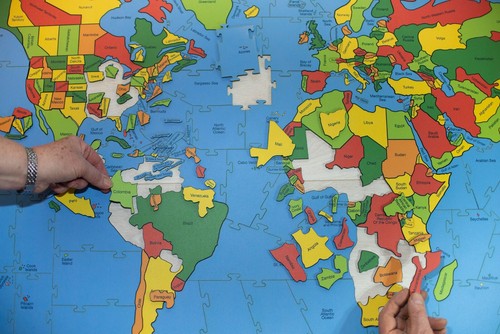 Map the world - map, wooden