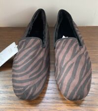 BNWT M&S Ladies Black Mix Zebra Print Faux Fur Lined Slippers Size 8 (Eur 42)