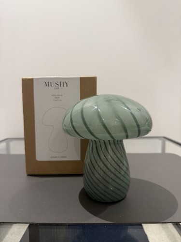 Green glass mushroom lamp - glass,