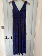 Women’s Maxi Stretch Boden Palm Print Purple Dress NWOT