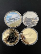 2x RAF 24k Gold Plated Coins 1x Tank Museum 24k Gold Plated And A Silver Plated