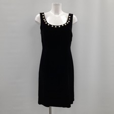 L.K. Bennett Dress Size 12 Pearls Velvet Black RMF31-LJ