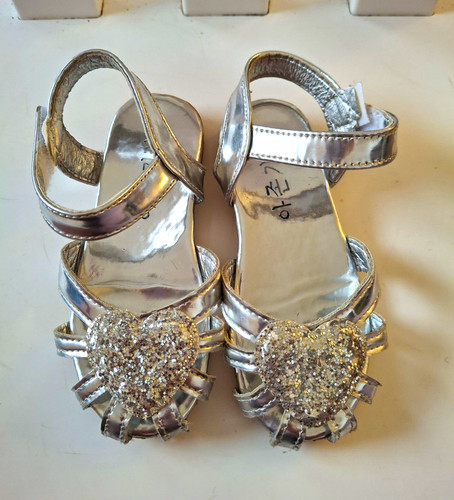 Girls silver glitter heart - girls,