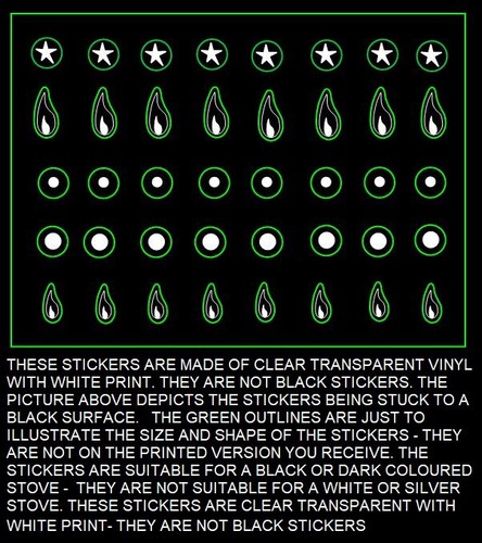 Tiny hob gas flame stickers