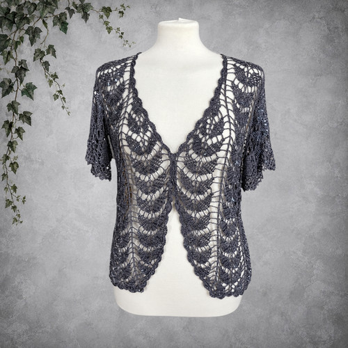 Vintage grey crochet lace - vintage,