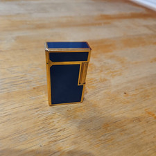 ST Dupont 18k gold-plated lighter with navy blue chinese lacquer