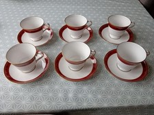 Spode Bordeaux Y8594 6 Cups & Saucers - Mint Condition & Unused