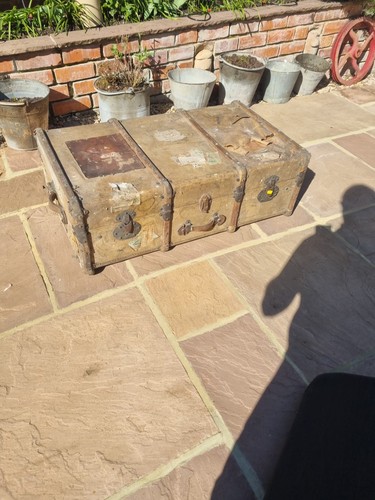 Antique vintage travel trunk - vintage,
