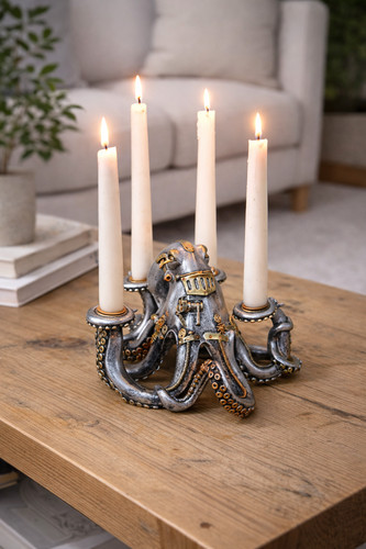 Steampunk octopus candle - steampunk,