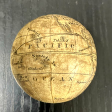 ANTIQUE THE WORLD & ITS INHABITANTS GLOBE + 32 SMALL DRAWINGS BAUER? 1825?