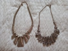 2 X Beautiful Statement  Piece Silver Plate Necklaces