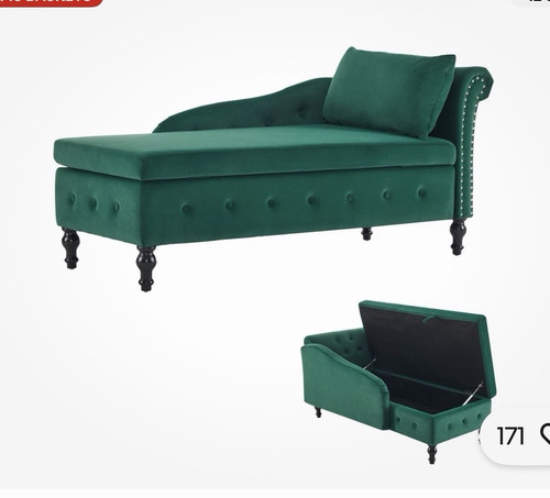 Green velvet chaise longue - green,