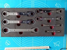 BRITOOL A/F - Imperial Ratchet Spanner Set 7 Spanners 1/4" to 7/8"  Vintage cars
