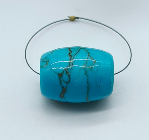 Natural blue turquoise drum - natural,