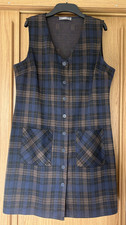 NUTMEG blue check button front pinafore dress size 16
