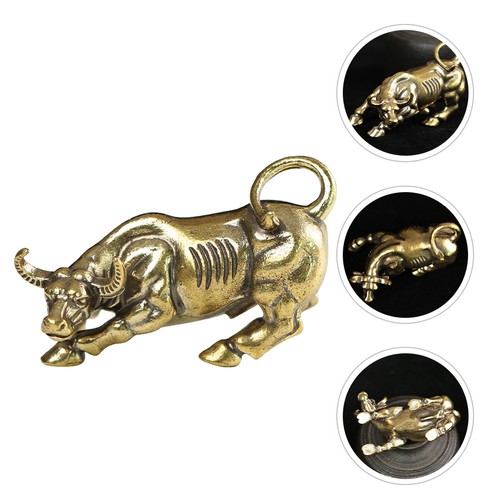 Vintage brass bull statue - vintage,