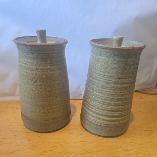 Studio pottery storage jars - pottery, &