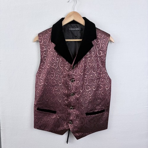 Gothic waistcoat burgundy - waistcoat, gold