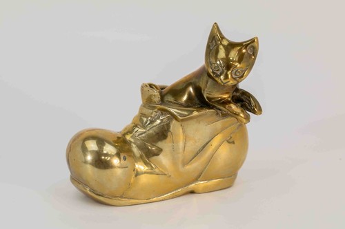 Vintage brass cat shoe - brass, in