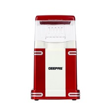 GEEPAS Popcorn Maker Machine Retro Hot Air Fat-Free Popcorn Popper 1200W Red