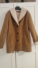 BNWOT Zara Faux Suede Sheepskin Shearling Retro Vintage Style Coat Jacket Medium