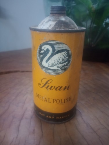 Vintage old tin bottle swan - vintage,