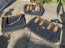 Set of Soft Luggage with Leather Straps - Suit-Carrier, Hold-all, & Suitcase