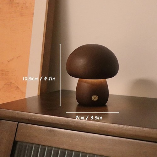 Wooden mushroom night light - night,