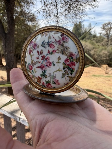 50s floral powder compact - 50s,