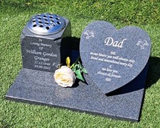 Heart Memorial Stone Personalised Flat Gravestone Granite Cemetery Headstone