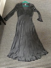 Ghost Tanya Sarne - Vintage - Satin Crepe Grey Silver Embroidered Dress - Sz M