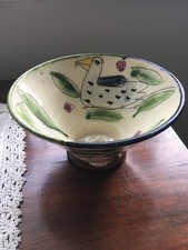 Kevin Warren Slipware Pottery Bowl with Birds - 6 inches in diameter
