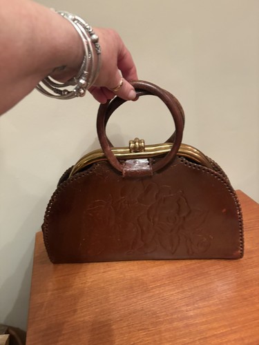 Vintage handbag brown leather - vintage,