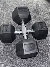 Pair of Rubber Hex Dumbbells 10kg – Rubber Coated – Home Gym Fitness Weights