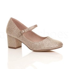 WOMENS LADIES MID BLOCK HEEL