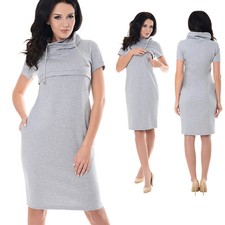 Purpless Maternity New Nursing Breastfeeding Funnel Neck Short Sleeve Dress 6225