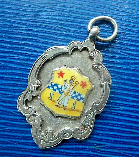 Silver enamel chess fob - chess, medal