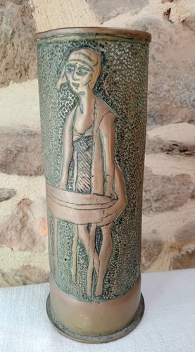 Wwi trench art brass - brass, shell