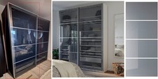 IKEA BJÖRNÖYA 4 panels for sliding door frame, grey tinted effect, 100x201 cm