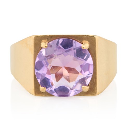 Gold amethyst signet ring - gold,