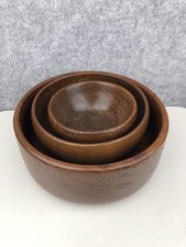 Set of 3 Wooden Bowls Carved
