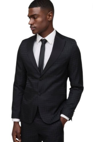 Black dogtooth skinny tonal - black,